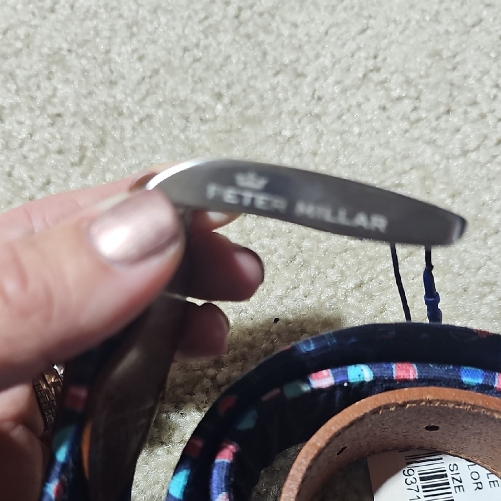 NWT Peter Millar Multicolor Patterned Men's Belt - Picture 4 of 4